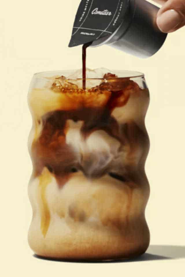 Cometeer iced coffee made from a frozen capsule