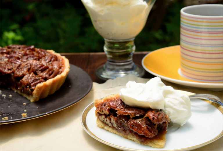 an image of pecan pie and coffee depicting Fall coffee drink flavors like pecan pie