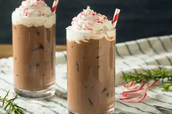 Christmas cold brew, iced pepper mocha cold brew, christmas coffee, peppermint cold brew